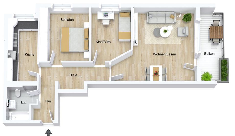 Bezugsfreie und renovierte 3-Zimmer-Wohnung in zentraler Lage in Baden-Baden