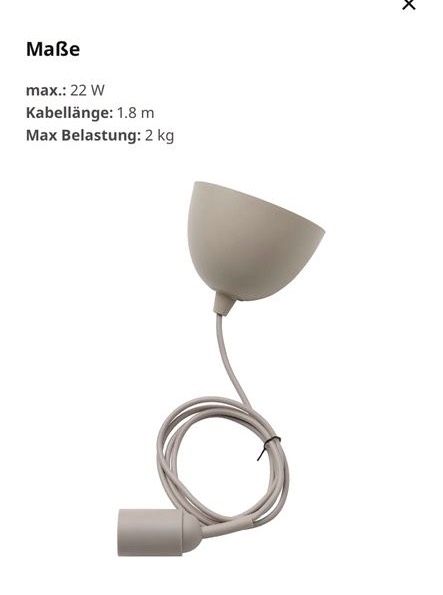IKEA Gråvacka Lampenaufhängung Lampenfassung beige NEU in Niedereschach
