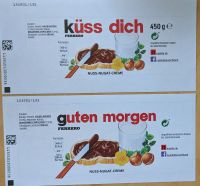 2 Nutella Aufkleber / "küss Dich" & "guten morgen" - inkl.Versand Hessen - Hanau Vorschau