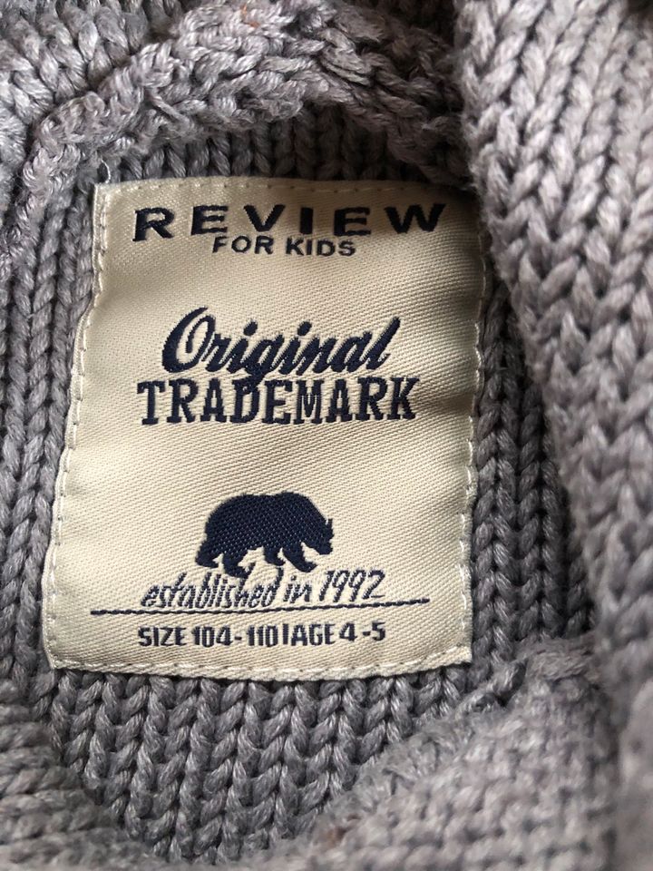 Strickpullover, Kapuze, REVIEW for Kids, grau, Gr. 104/110 in Frankfurt am Main