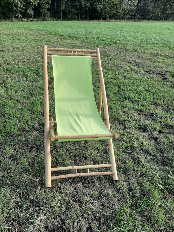 Liegestuhl aus Bambus mieten, grün & weiß, Beach, Party, Event in Versmold