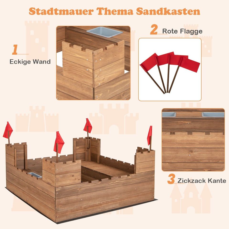 Sandkasten Sitzbank Sandbox Sandkiste Holz Outdoor Sand Kasten in Weilburg