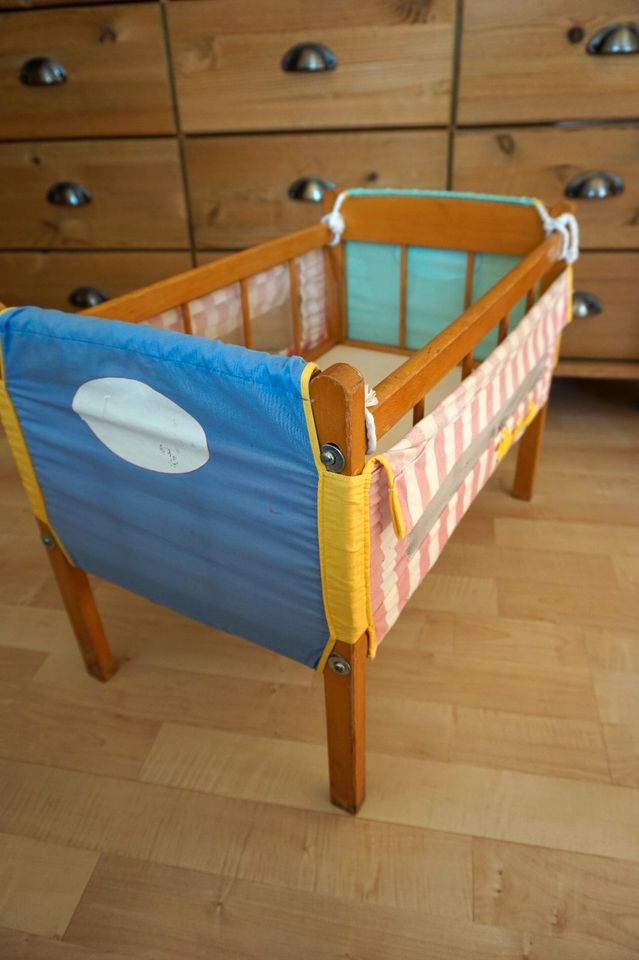 Puppenbett Holz Kinder Spielmöbel Spielzeug Bett Mädchen Wiege in Triptis