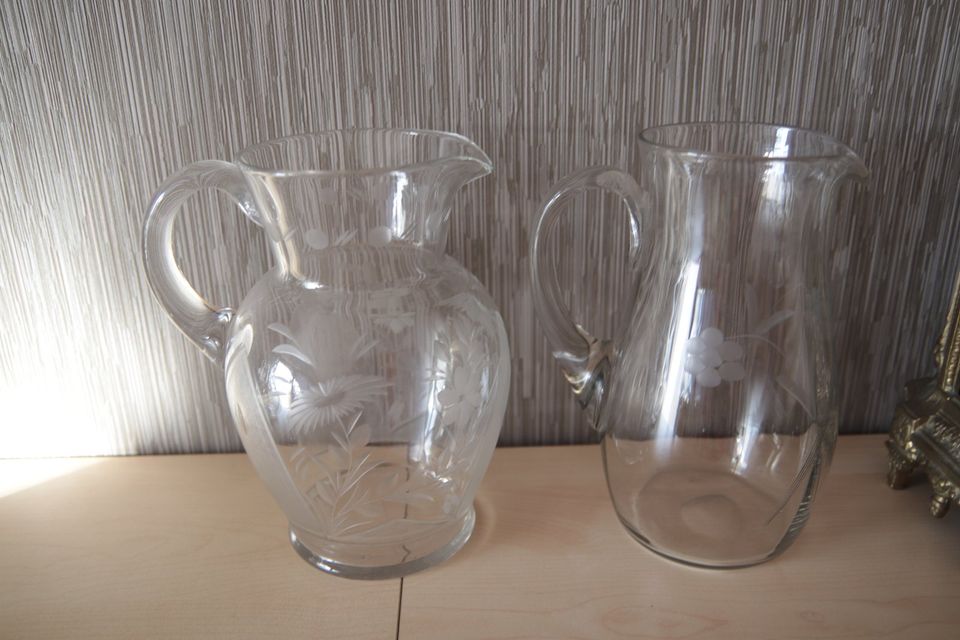 Trödel Shabby chic Alte Fläschchen mit Stopfen Flaschen Glas Krug in Berglen