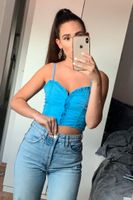 Blaues Croptop von Zara kurzes Top mit Rüschen Nordrhein-Westfalen - Emsdetten Vorschau