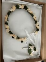 Haarkranz aus Trockenblumen mit passendem Anstecker zur Hochzeit Niedersachsen - Oldenburg Vorschau