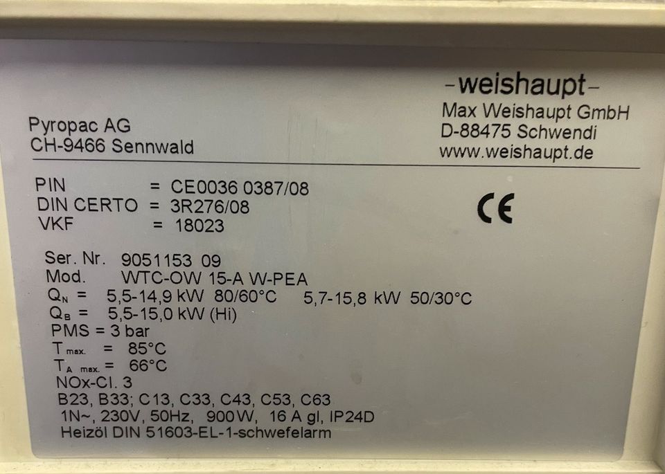 Ölbrennwertkessel Weishaupt Thermo Condens WTC-OW 15A in Weitenhagen b Greifswald