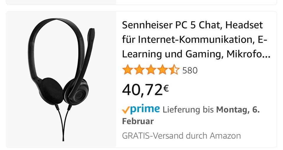 Headset Sennheiser PC 5 CHAT neu + ovp in Painten