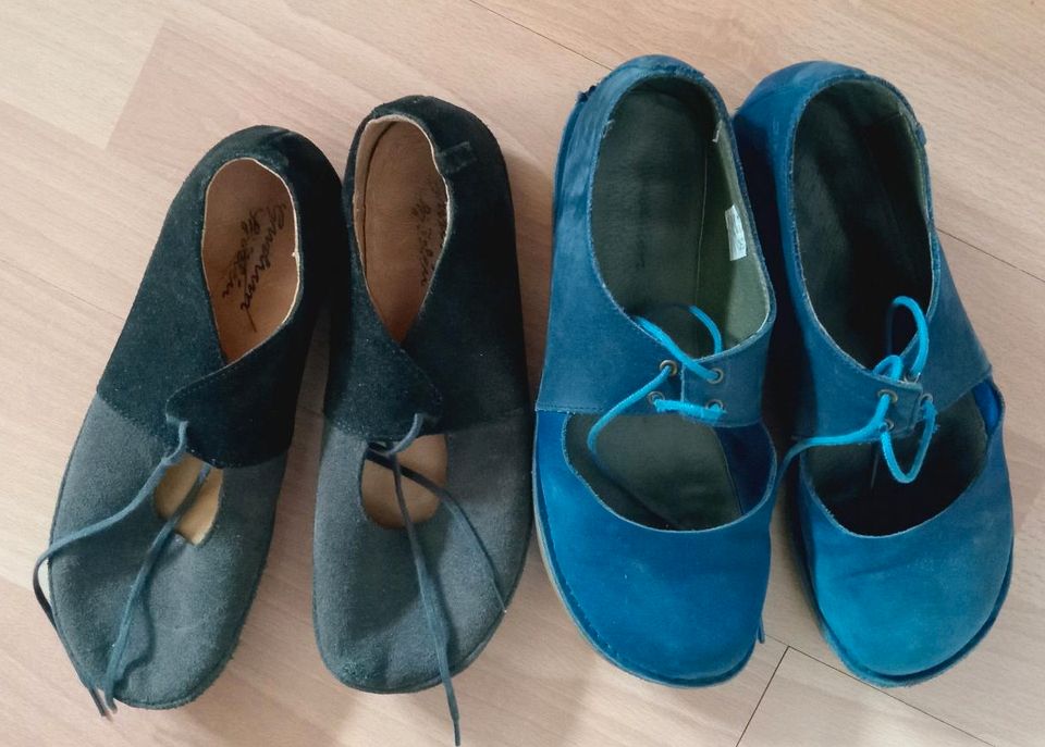 2x⚘️Bequeme Schnürschuhe⚘️38 Blau/Grau Nubukleder Gudrun Sjöden in Bochum