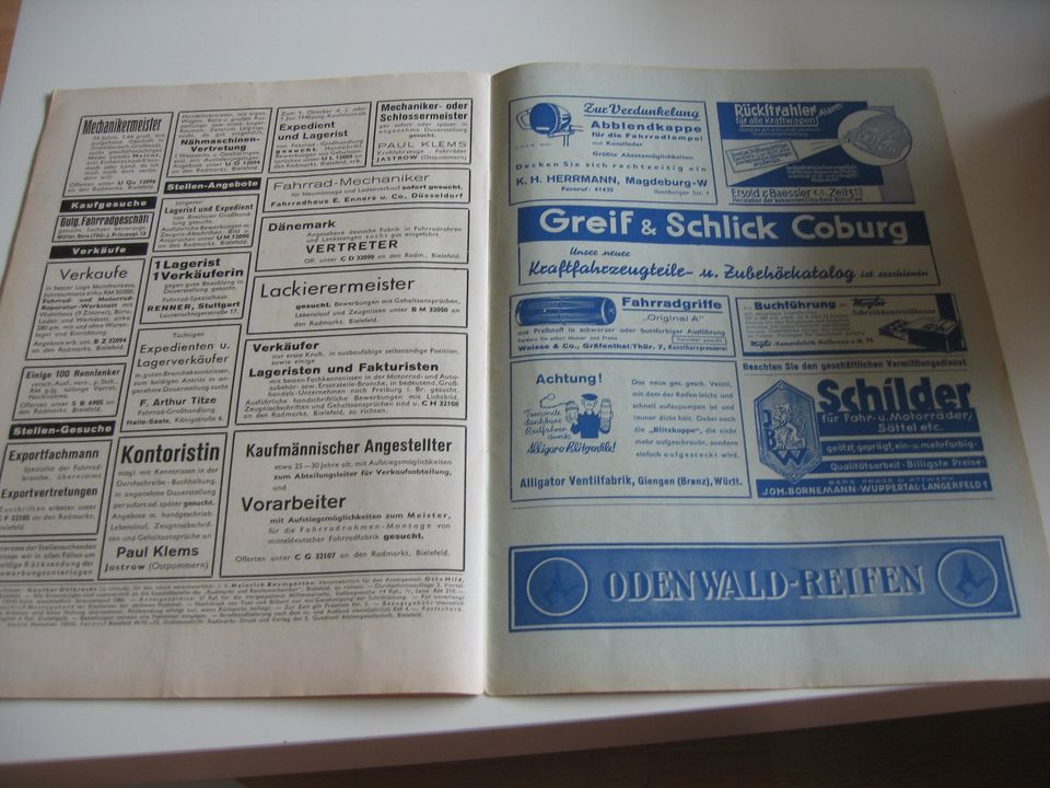 Radmarkt Miele-Fahrrad 1939 Leipzig Katalog Reklame ANTIK 2 WK in Sulzheim