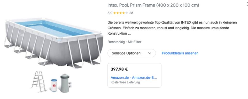 INTEX 4x2x1 Pool Gartenpool Gestänge wie NEU!!! Nur das Gestänge in Troisdorf