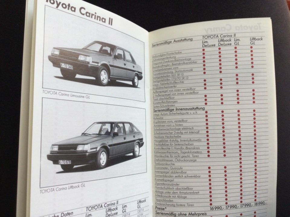 Toyota Prospekt 1985 Preise und Ausstattung Land Cruiser Celica F in Kiel
