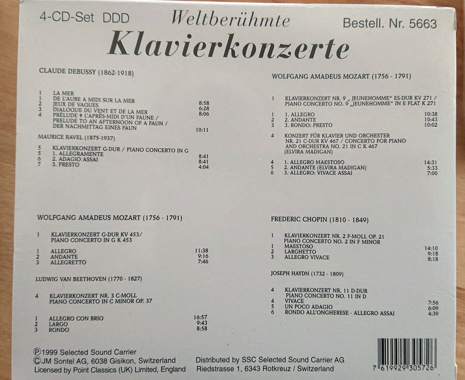 15 Klassik CDs (4+4+4+2+1), OVP, Mozart, Arte Nova Classic, ... in Leverkusen