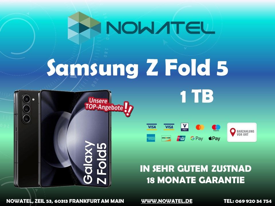 ✅ SAMSUNG Z FOLD 5 1TB SEHR GUTEM ZUSTAND IN BLACK NUR 1079 € ✅ in Frankfurt am Main