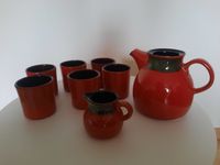 Retro Keramikbecher mit Kanne und Milchkännchen in Rot  8-teilig Schleswig-Holstein - Plön  Vorschau