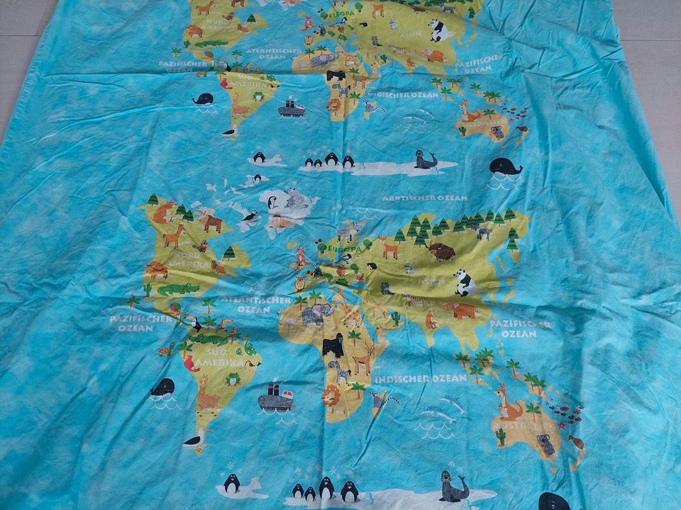 Kinderbettwäsche Ozean Welt Kontinente 135x200 in Großkrotzenburg