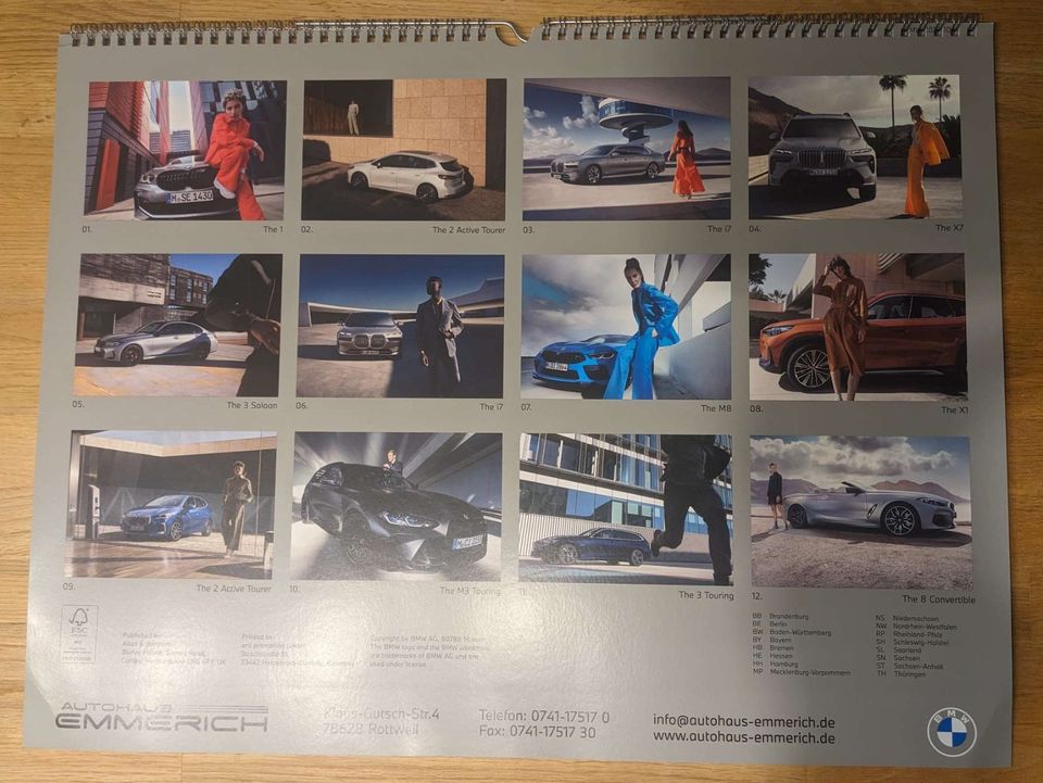 BMW Kalender 2023 Autos Modern Poster Fahrzeuge Cabrios in Freudenstadt