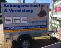 Anhängervermietung 15€/Tag Ladefläche 2,26x1,25m Hochplane Sachsen-Anhalt - Quedlinburg Vorschau