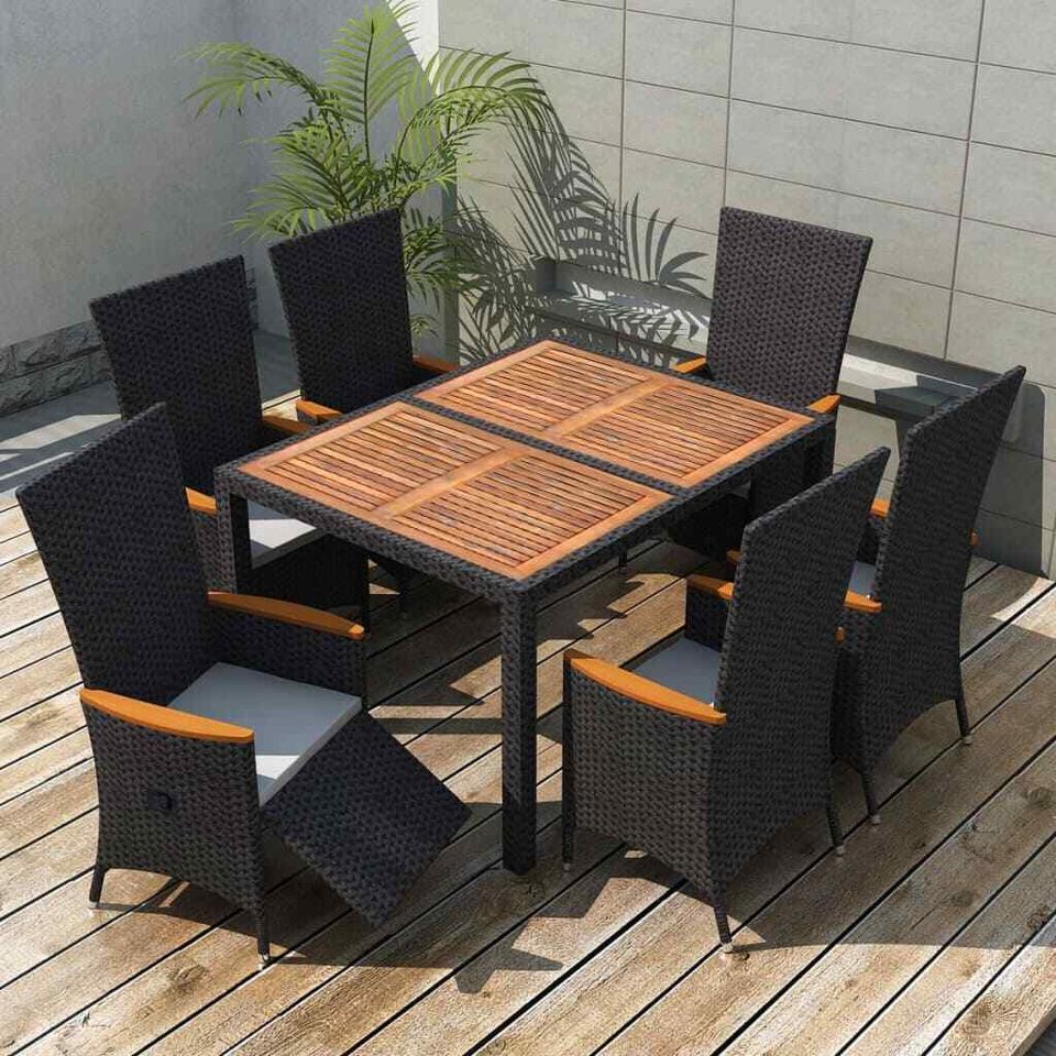 Gartenmöbel Poly Rattan Sitzgruppe Gartengarnitur Set Tisch Stuhl in Weilburg