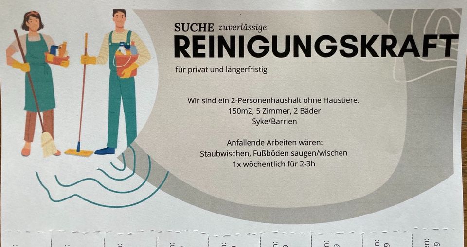 Zuverlässige Reinigungskraft gesucht in Syke