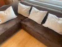 Eck Couch Sofa Microfaser braun ausziehbar mit Kissen Bayern - Coburg Vorschau