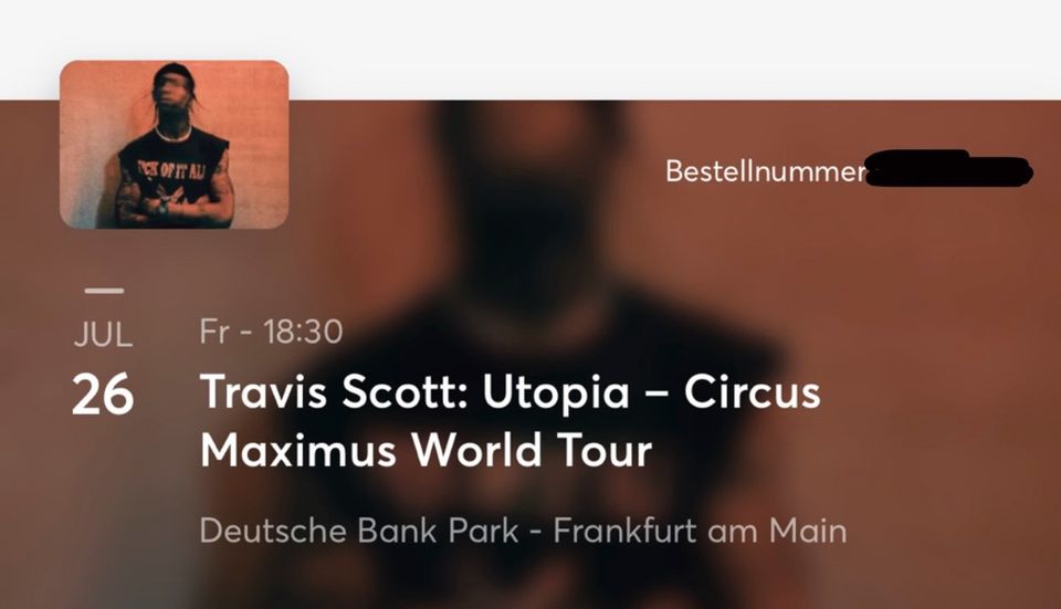 Travis Scott Tickets (Sitzplätze nebeneinander)  Frankfurt 26.07 in Duisburg