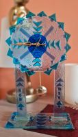 Designer Pendeluhr Glas in blau aus Italien im Murano Stil Stuttgart - Weilimdorf Vorschau