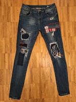 Jeans Skinny Patchwork Gr. 36,S,34,XS blau bunt USA Hose Hamburg-Nord - Hamburg Winterhude Vorschau