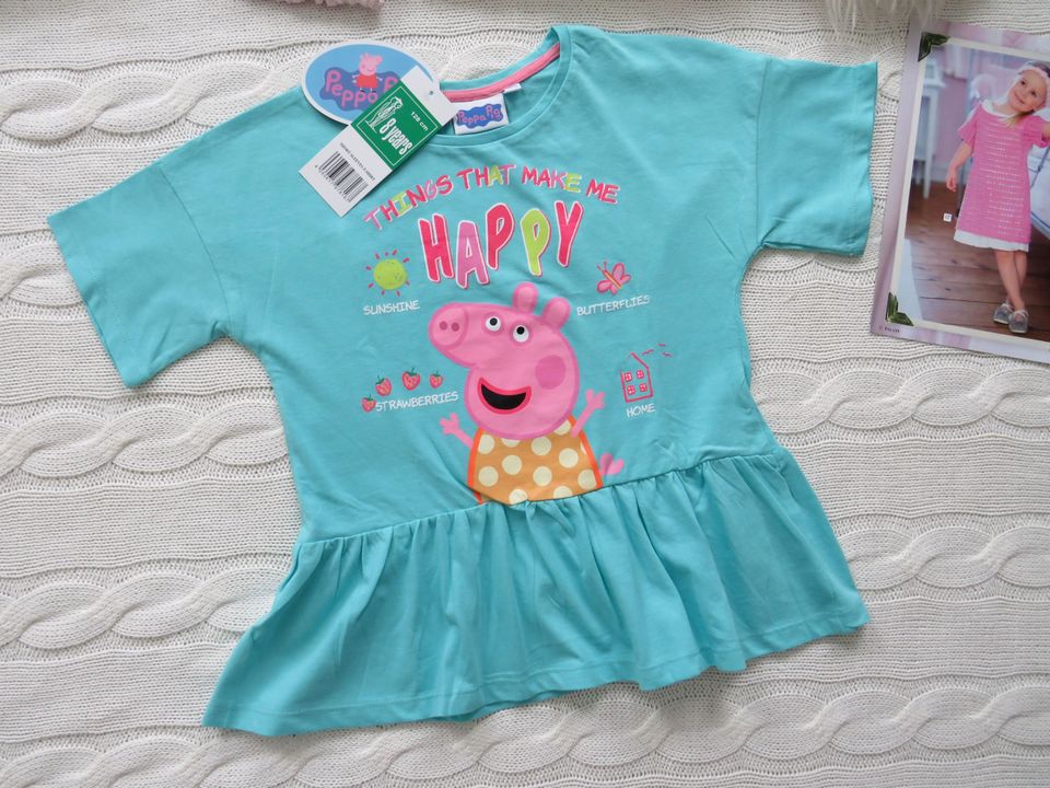 ❤️ PEPPA PIG UK Neu T-Shirt Print türkis Glitzer 128 MIMY128 in Berlin