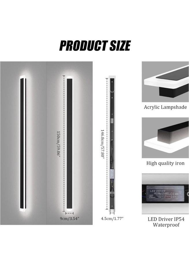 LED Lange Wandleuchte Außen, Schwarz Wandleuchten in Wuppertal
