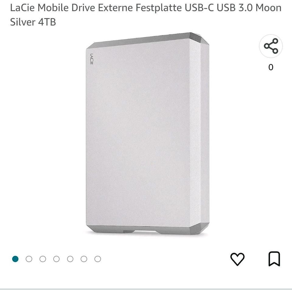 LaCie Mobile Drive Externe Festplatte USB-C USB 3.0 Moon Silver 4 in Frankfurt am Main