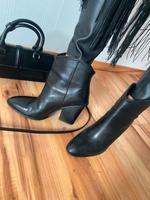 ❤️ ZARA LEDER STIEFEL STIEFELETTEN COWBOY BOOTS SCHWARZ Nordrhein-Westfalen - Gangelt Vorschau