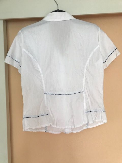 BIBA   Kurzarm  Bluse Weiß mit Blau in Ruderting