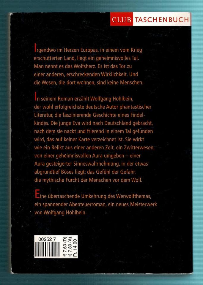 Wolfgang Hohlbein – Wolfsherz. Fantasy-Horror  (TB 2002) in Darmstadt