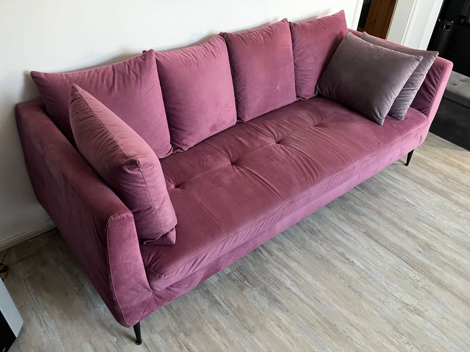 Sofa 3,5 Sitzer Couch lila Berry samt federkern in Bad Münder am Deister
