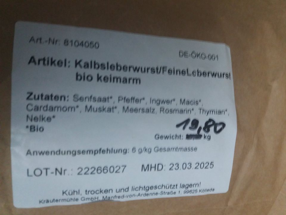 ACHTUNG METZGER: BIO Gewürz : Kalbsleberwurst / Feine Leberwurst in Tauberbischofsheim