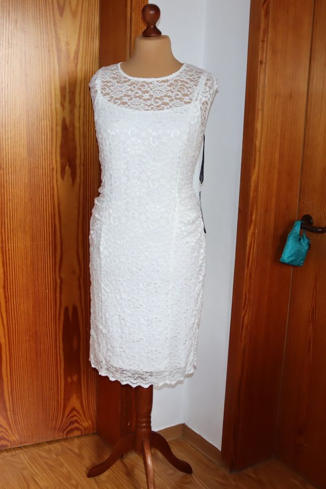 Kleid von Swing Gr 48 weiße Spitze Hochzeit Cocktailkleid in Lahnau