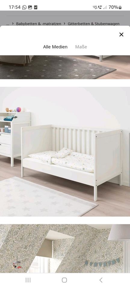 Ikea Solgul Babybett Kinderbett Gitterbett weiss 70x140cm in Moormerland