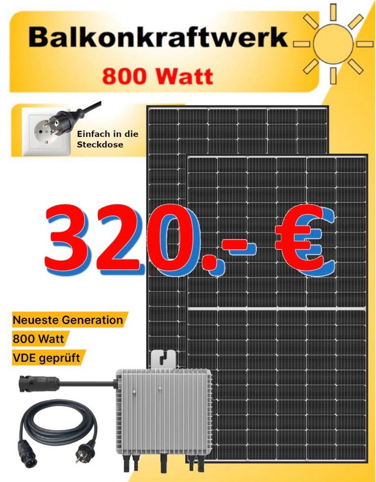 FRÜHLINGSAKTION: Balkonkraftwerk Set Mini PV-Anlage Photovoltaik in Hachenburg