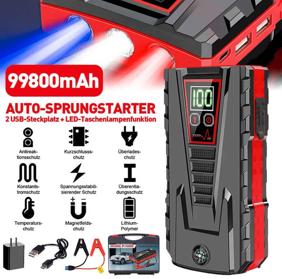 99800mAh Auto KFZ Starthilfe Jump Starter 12V Ladegerät Booster in