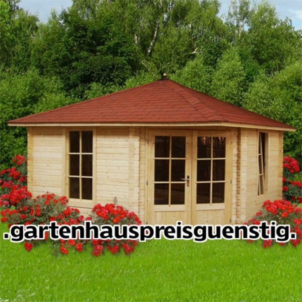 5 Eck Gartenhaus Blockhaus Gartenhäuser Holz 400x400, 40mm, 40398 in Versmold