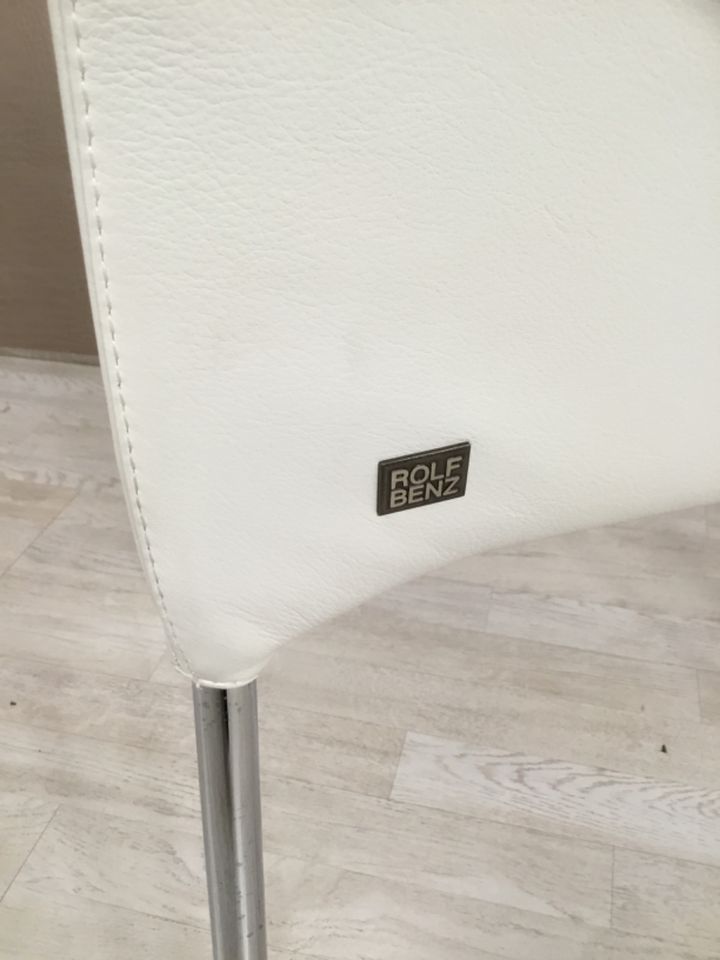 Rolf Benz Stuhl in Leder weiß mit chrom Füßen in Vreden