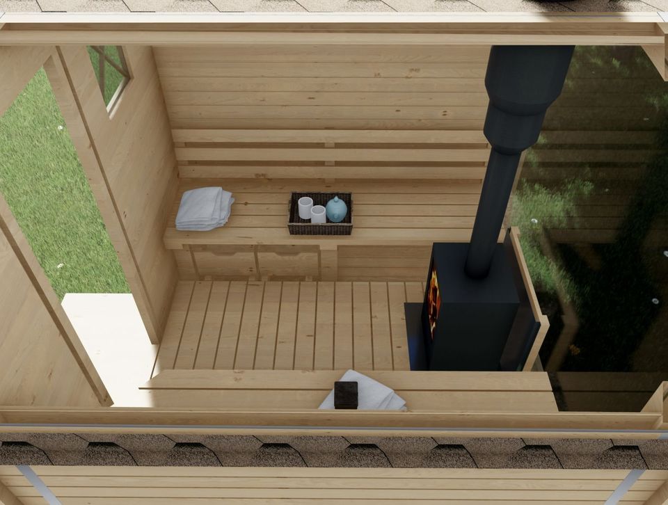 Quadrosauna 2m mit Fenster Gartensauna Außensauna Outdoor in Neu-Isenburg