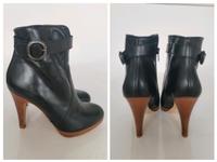 Y2k Leder Absatz Stiefelette leichtes Plateau im 70s Stil Baden-Württemberg - Ulm Vorschau