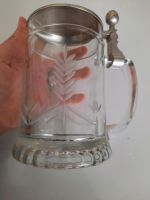 Glaskrug Zinndeckel kristallklar Bierglas Deckel Trinkglas Bayern - Markt Wald Vorschau