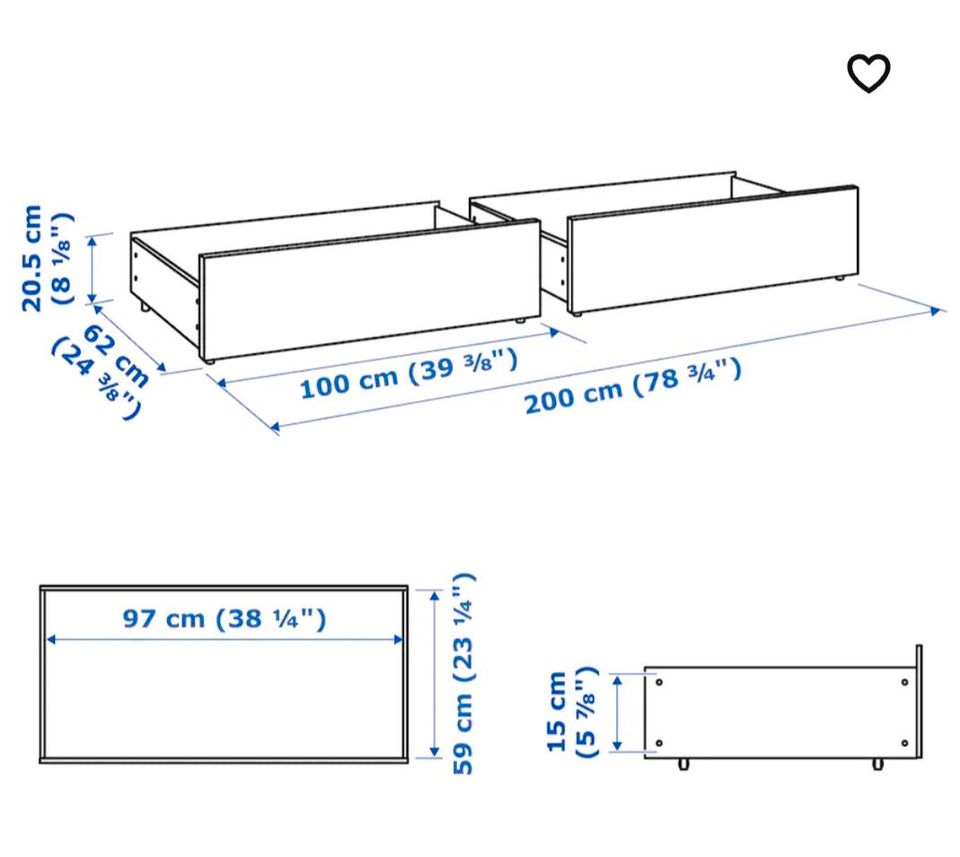 4x Stk. IKEA Bettkästen für Bettgestell hoch, grau lasiert in Bonn