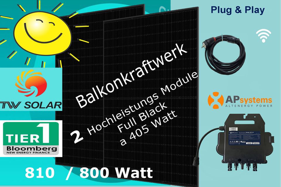 Balkonkraftwerk 810 / 800 Watt mit AP Systems EZ1-M-EU - TW Solar in Maring-Noviand