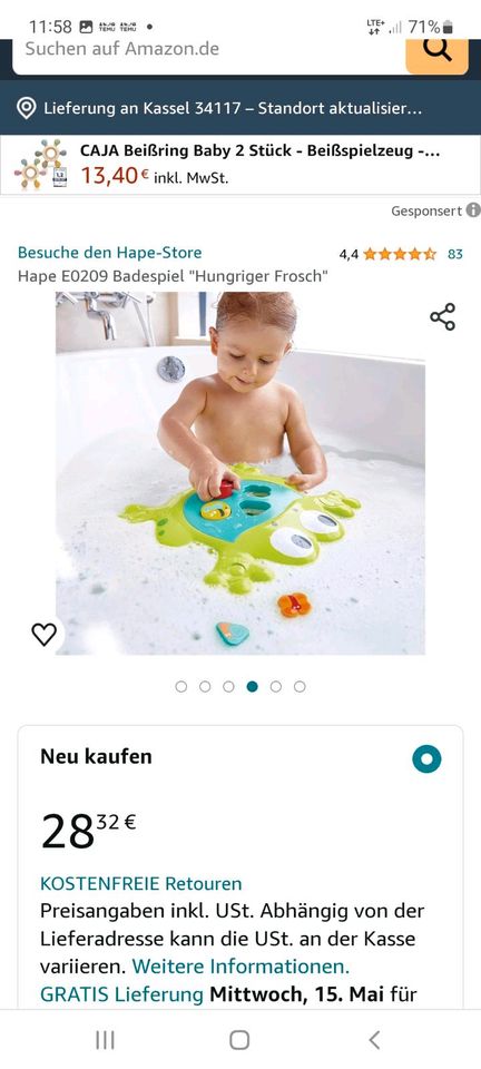 Hape Wasserspielzeug Badewanne Hungriger Frosch in Aschaffenburg