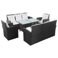 5-tlg. Garten-Lounge-Set mit Auflagen Poly Rattan Schwarz Bayern - Rötz Vorschau