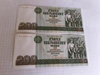 Alter Geldschein  DDR 2 St. 200 Mark 1985 fortl. Ser.Nr. Sachsen - Schneeberg Vorschau